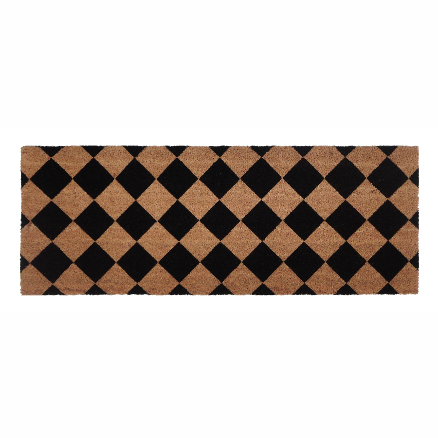 Diamond Pattern Black & Natural PVC Backed Long Doormat