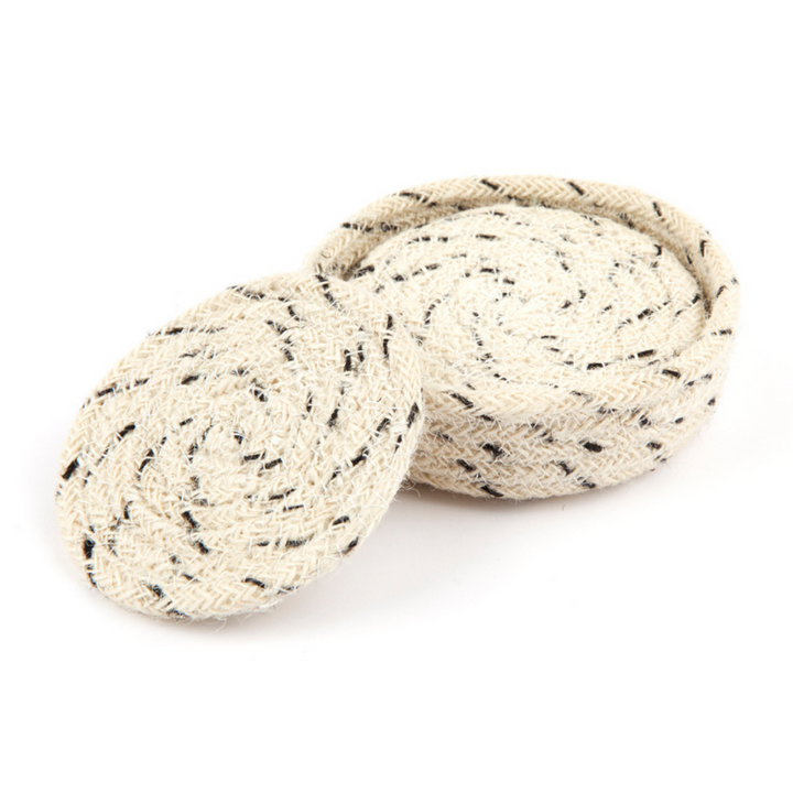 Set of 4 Dove Ivory Eco Friendly 10 cm Round Jute Coasters