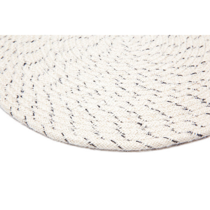 Set Of 4 Dove Ivory Braided 35 cm Jute Round Placemat