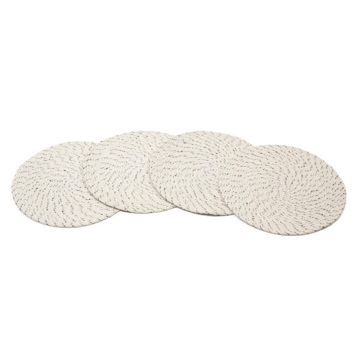 Set Of 4 Dove Ivory Braided 35 cm Jute Round Placemat