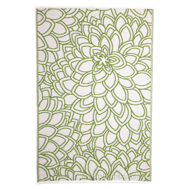 Eden Lime and White Floral Recycled Plastic Outdoor Rug