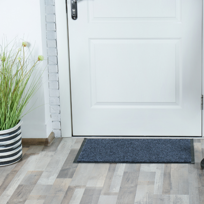 Ellora Charcoal Black Thin Polypropylene Doormat