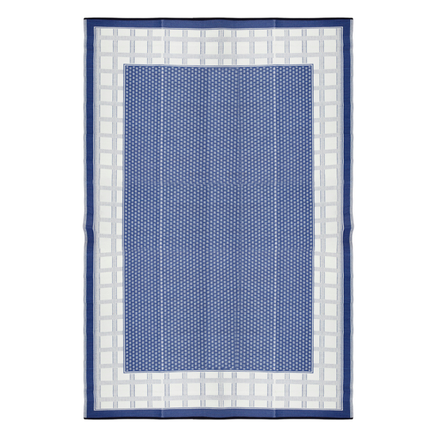 Europa Midnight Blue Geometric Reversible Large Picnic Rug