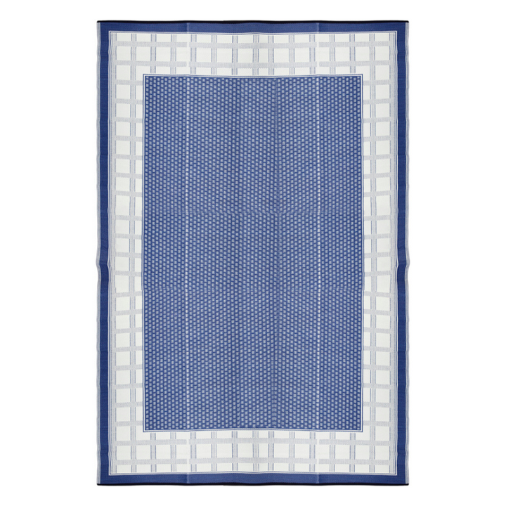 Europa Midnight Blue Geometric Reversible Large Picnic Rug