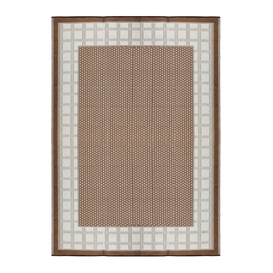 Europa Chestnut and Walnut Brown Geometric Recycled Plastic Reversible Large Rug