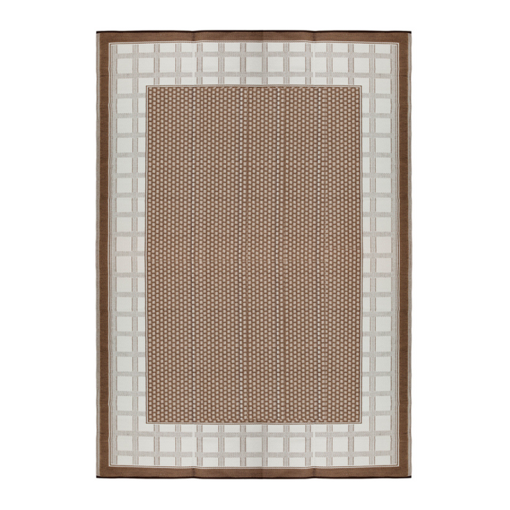 Europa Chestnut and Walnut Brown Geometric Recycled Plastic Reversible Large Rug