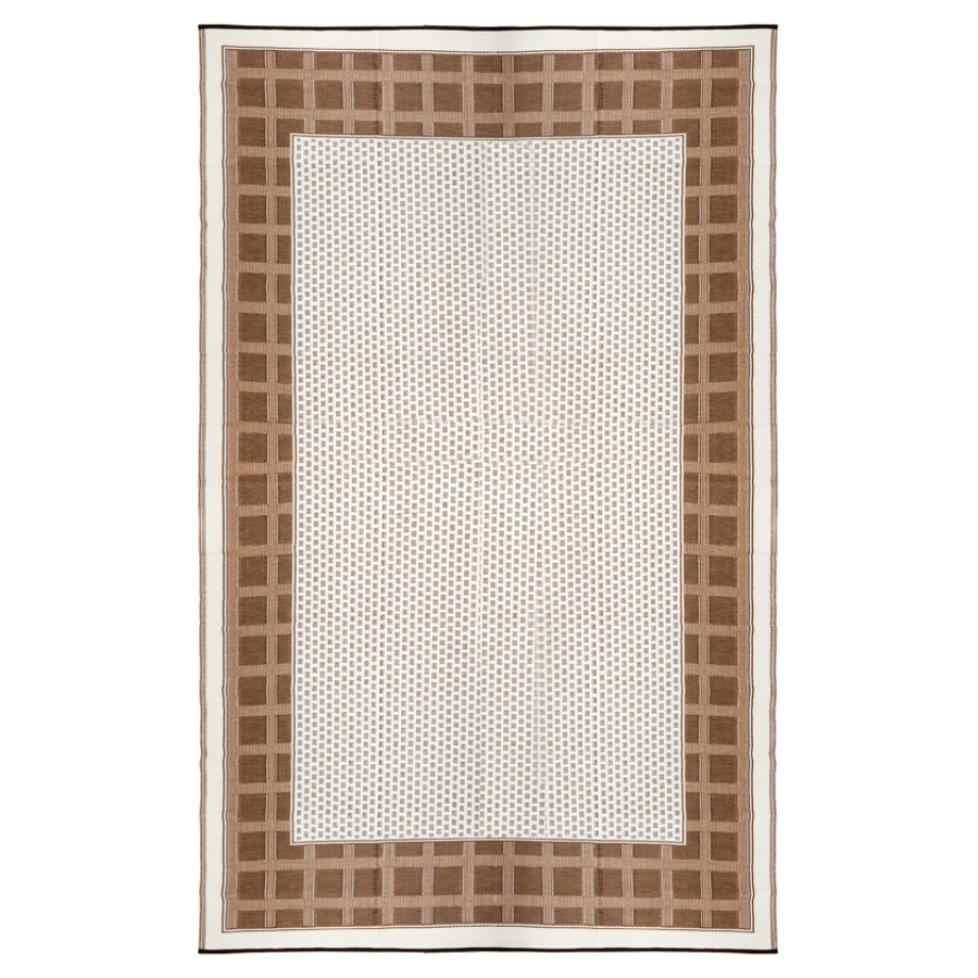 Europa Chestnut & Walnut Brown Geometric Recycled Plastic Reversible Outdoor Rug