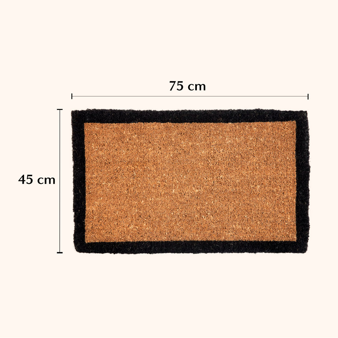 Four Corners Black Border and Natural Coir Doormat