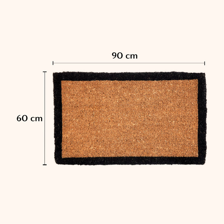 Four Corners Black Border and Natural Coir Doormat