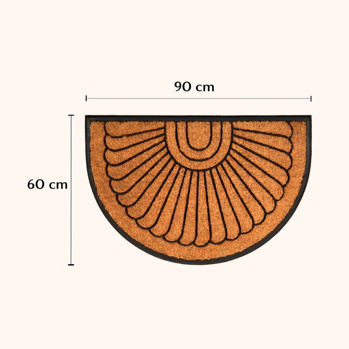 60x90 cm Kochi Decorative Half Round Rubber Bordered Coir Doormat