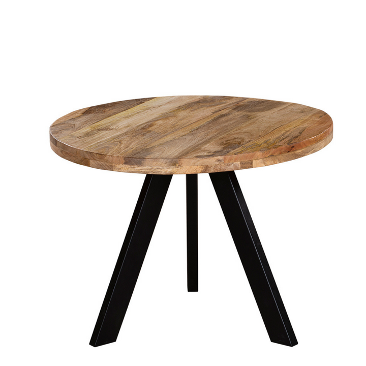 Faye Natural & Black Small Wooden Round Coffee Table