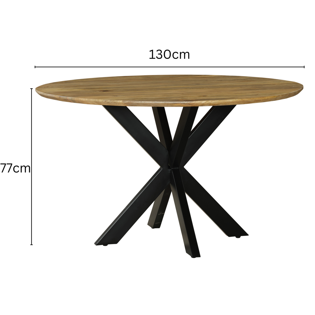 Faye Natural Finish 130cm Round Dining Table