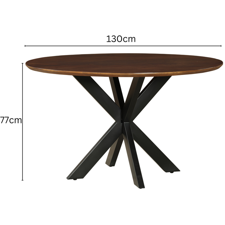 Faye Walnut Finish 130cm Round Dining Table