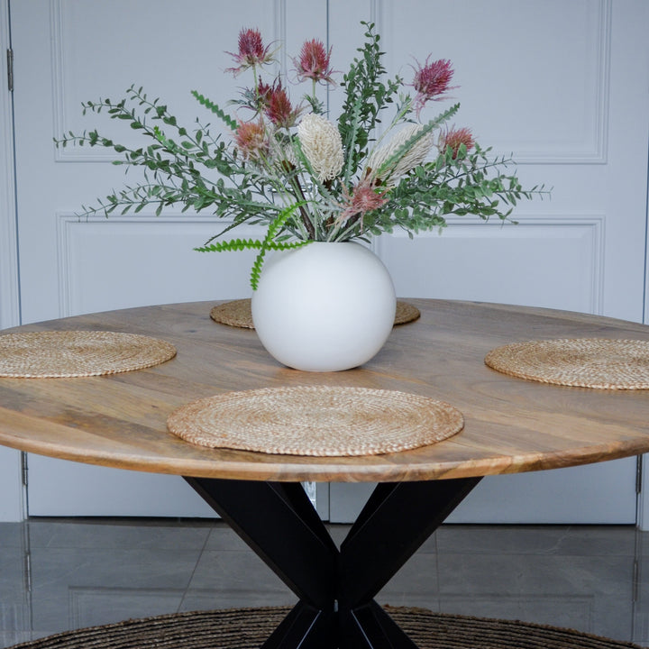 Faye Natural Finish 130cm Round Dining Table