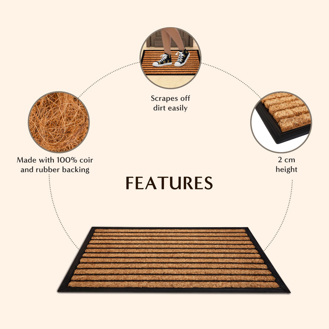 Stripes Rubber Bordered Coir Doormat