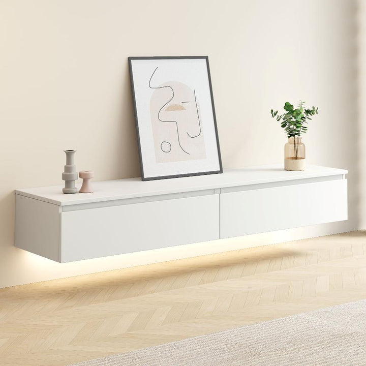 Madison Floating White TV Unit with Storage - 160cm