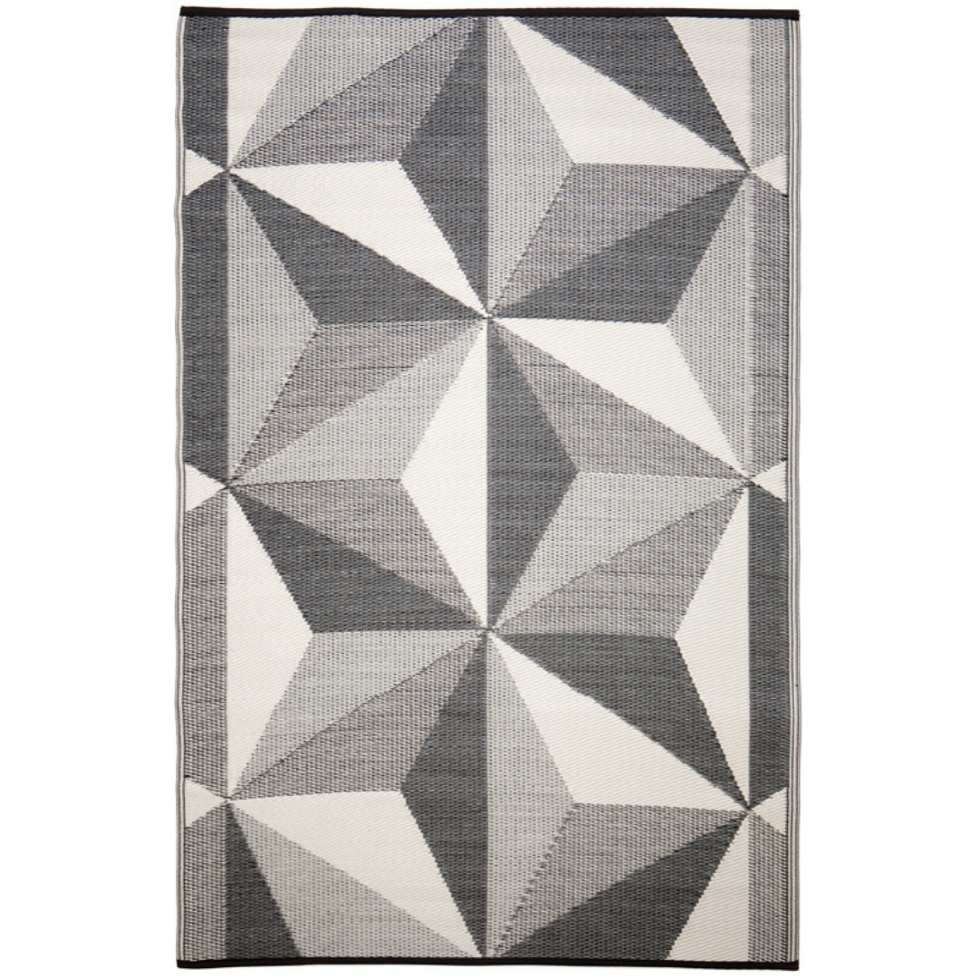 Geostar Glacier Grey Reversible Large Outdoor Rug