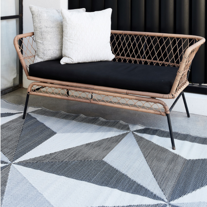 Geostar Glacier Grey Reversible Large Outdoor Rug