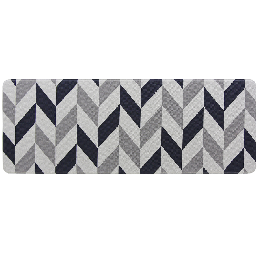 Herringbone Navy Soft Padded Kitchen Mat