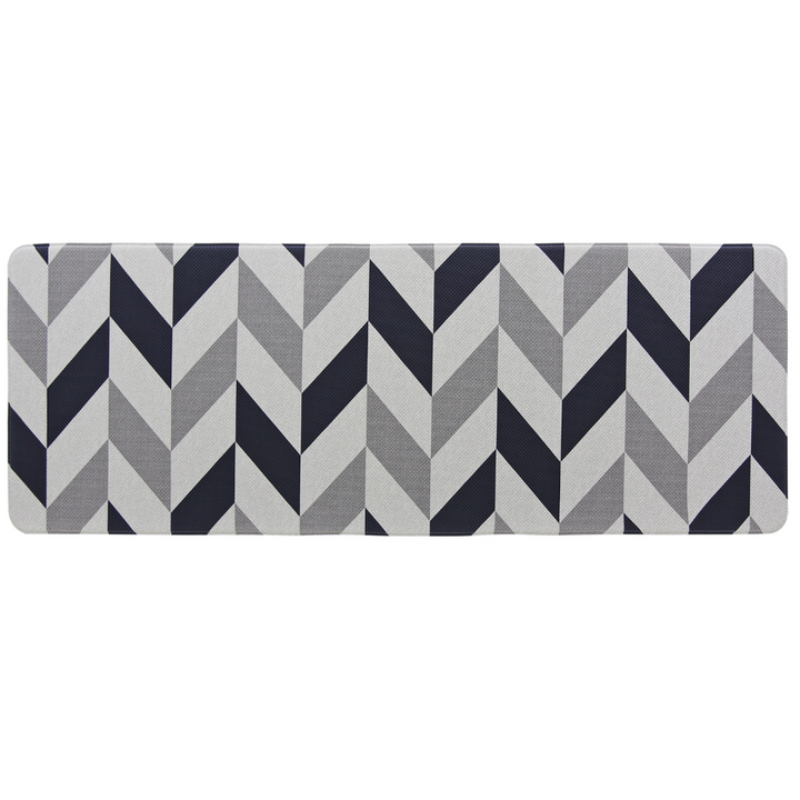 Herringbone Navy Soft Padded Kitchen Mat