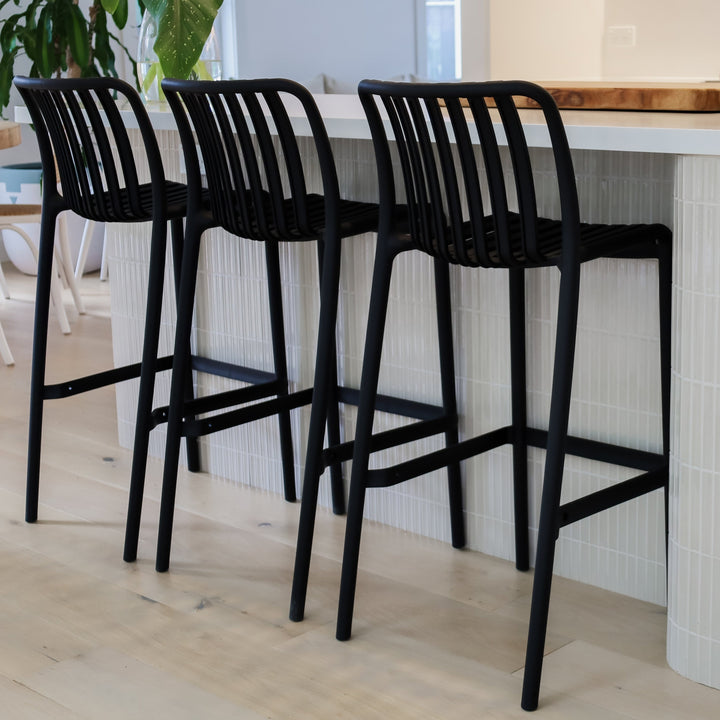 Bertioga Black Outdoor Cafe Barstool