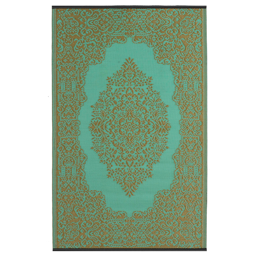 Istanbul Bronze and Aqua Traditional Large Rug