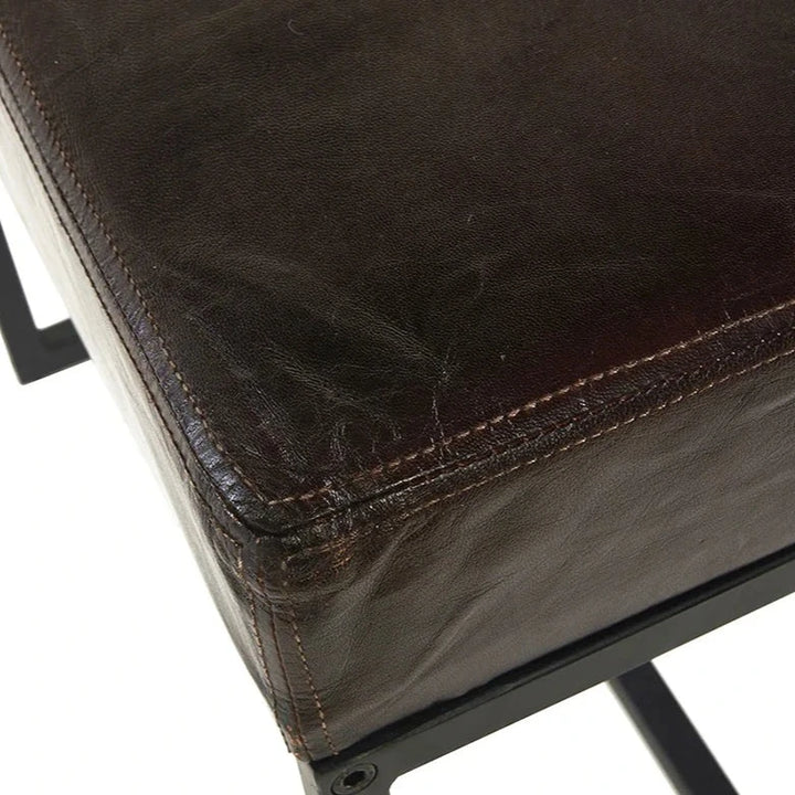 Jal Dark Brown Genuine Leather Seat Stool