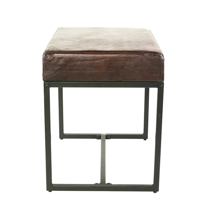 Jal Dark Brown Genuine Leather Seat Stool