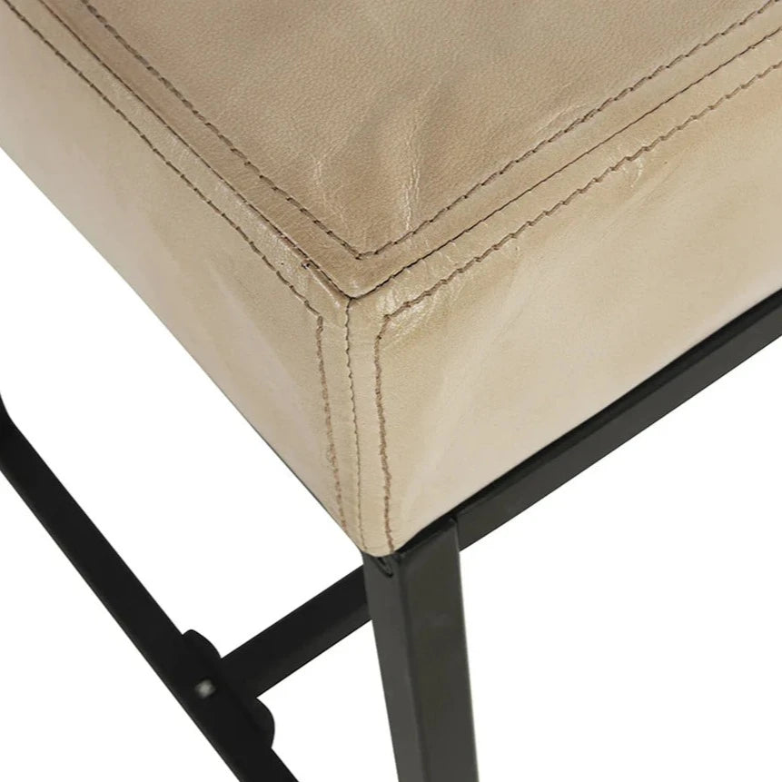 Jal Beige Genuine Leather Seat Stool