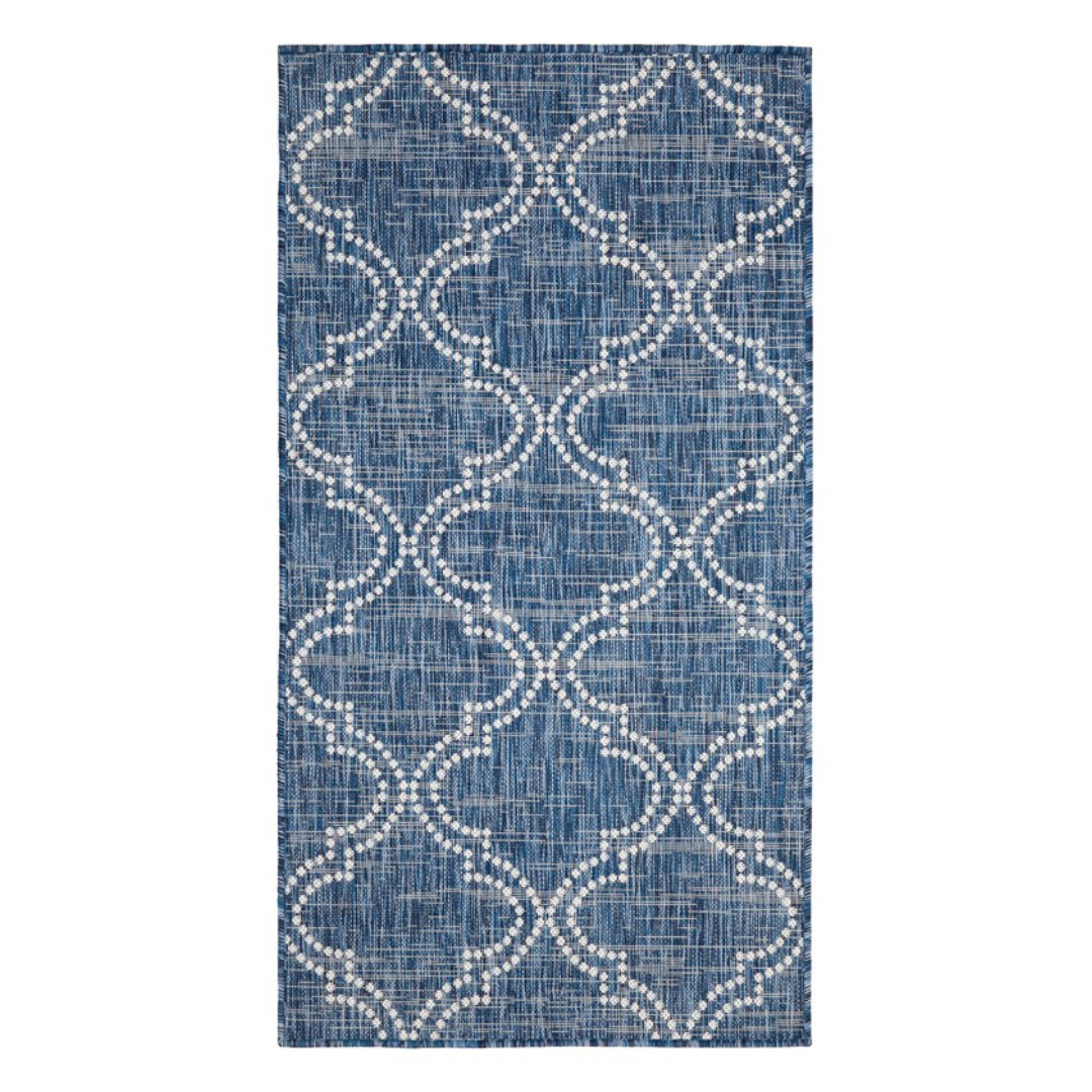 Jinju Blue Trellis Polypropylene Outdoor Rug