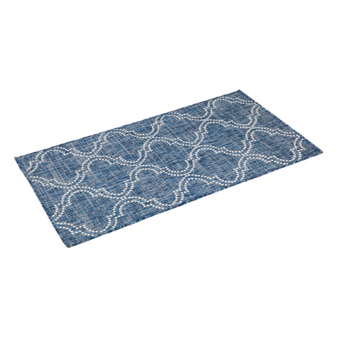 Jinju Blue Trellis Polypropylene Outdoor Rug