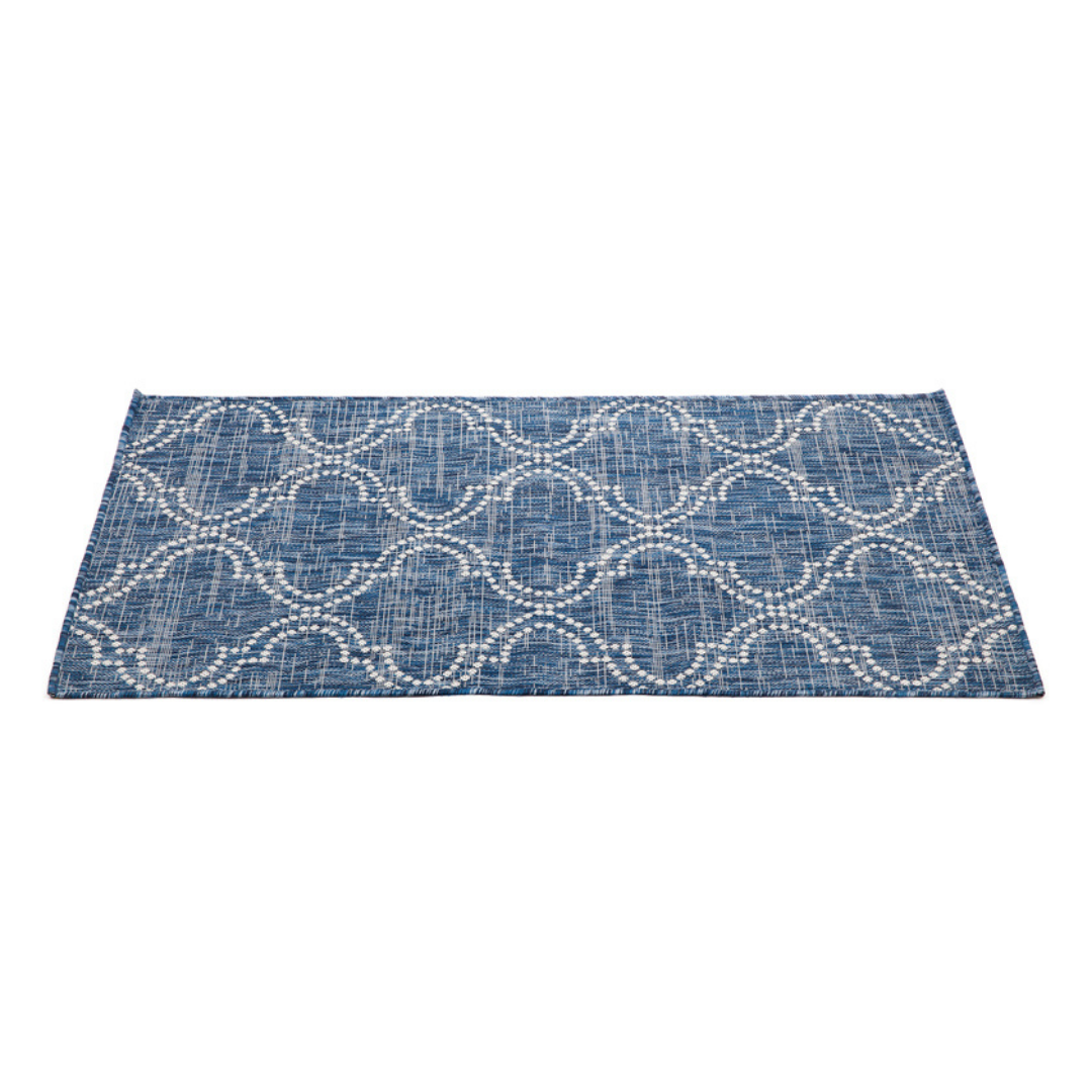 Jinju Blue Trellis Polypropylene Outdoor Rug