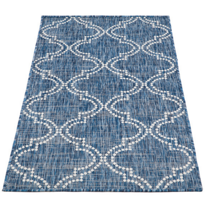 Jinju Blue Trellis Polypropylene Outdoor Rug