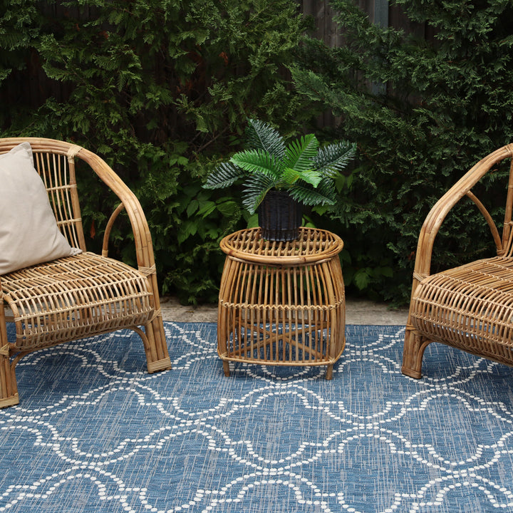 Jinju Blue Trellis Polypropylene Outdoor Rug