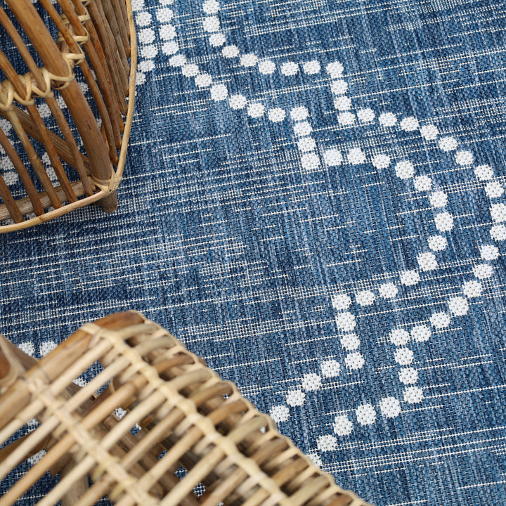 Jinju Blue Trellis Polypropylene Outdoor Rug