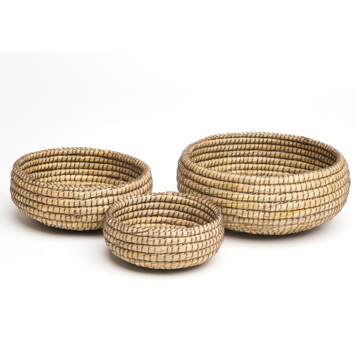 Set of 3 Kaisa Handmade Round Kaisa Grass Decorative Fruit Bowls