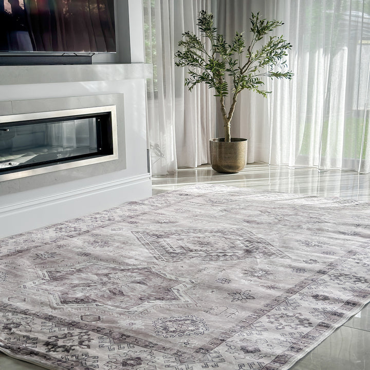 Kanchan Beige Machine Washable Rug