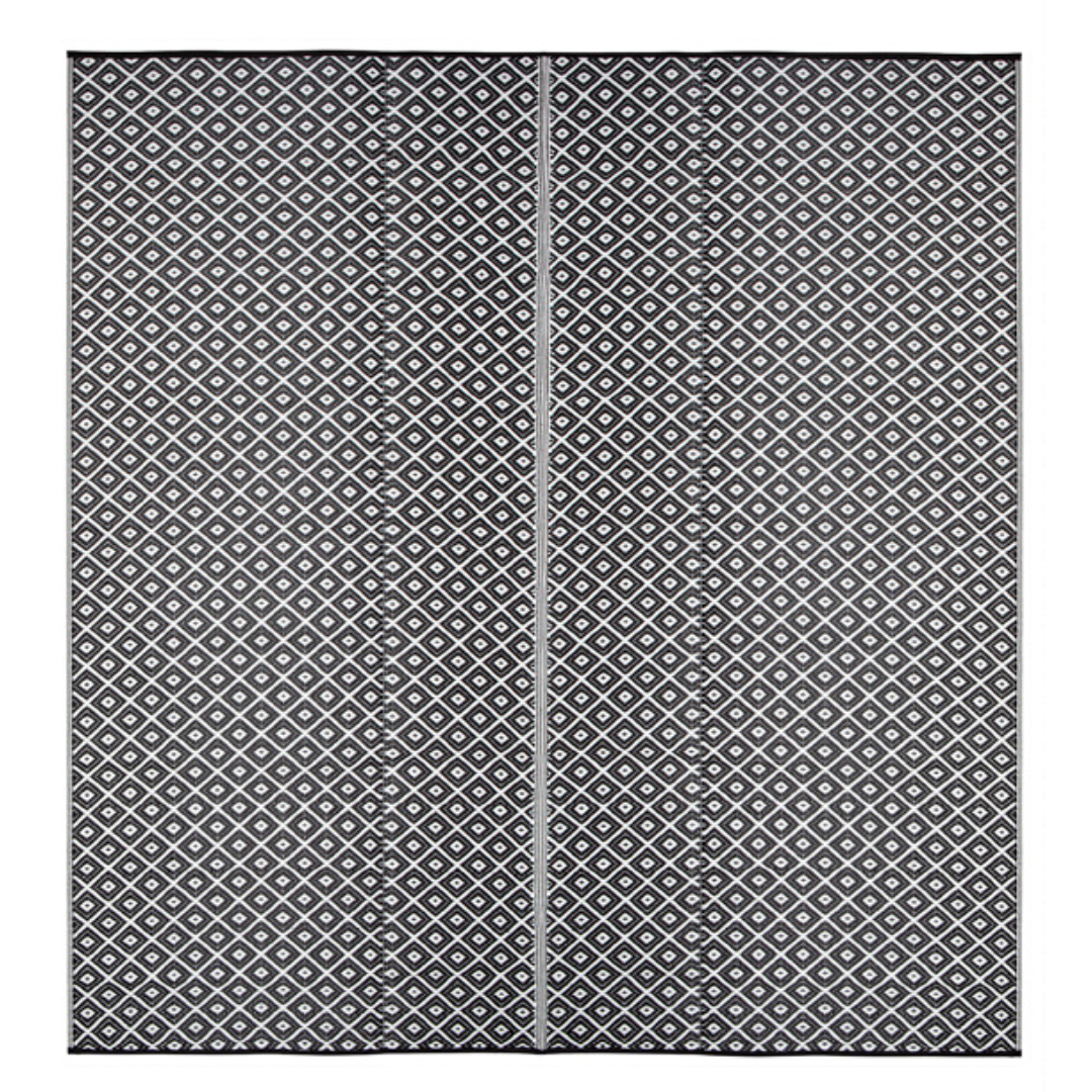 Kimberley Black & White Rectangular Diamond Pattern Foldable Waterproof XL Camping Mat - 270x360 CM