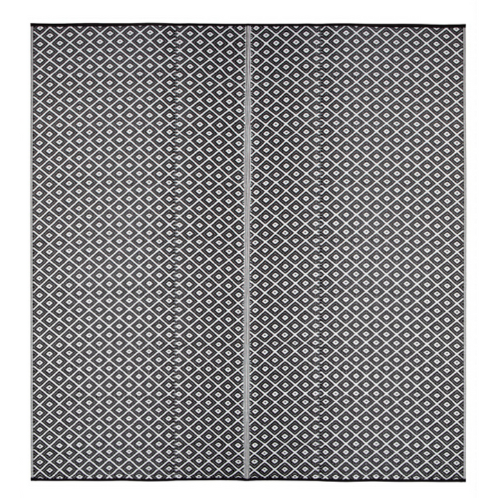 Kimberley Black & White Square Diamond Pattern Foldable Waterproof Large Camping Mat - 270x270 CM