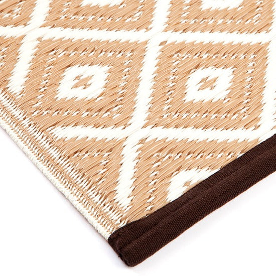 Kimberley Beige & White Square Diamond Pattern Foldable Waterproof Large Camping Mat - 270x270 CM