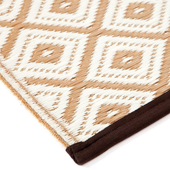 Kimberley Beige & White Square Diamond Pattern Foldable Waterproof Large Camping Mat - 270x270 CM