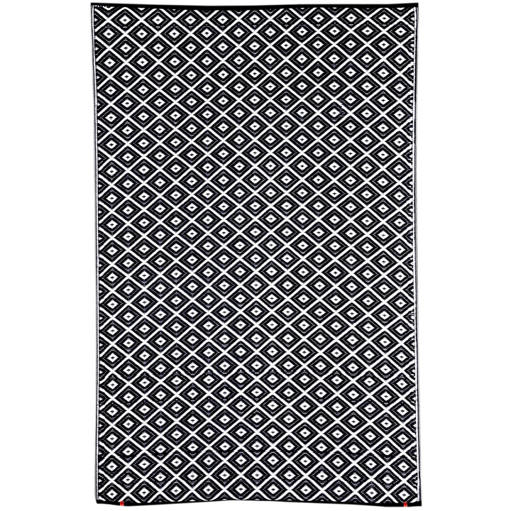 Kimberley Black and White Diamond Recycled Plastic Large Rug