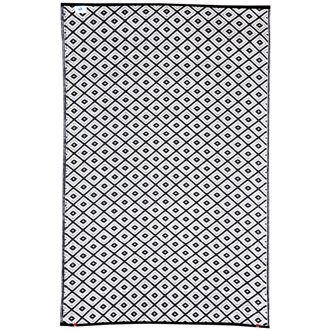 Kimberley Black and White Diamond Recycled Plastic Large Rug