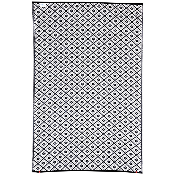 Kimberley Black and White Diamond Recycled Plastic Reversible Outdoor Rug