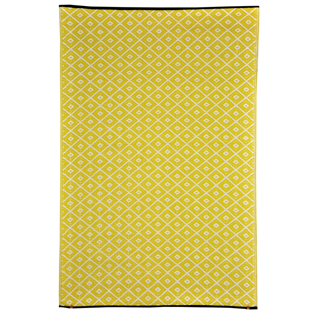 Kimberley Yellow and White Diamond Recycled Plastic Reversible Outdoor Rug