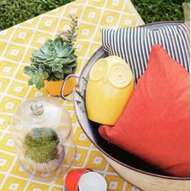 Kimberley Yellow and White Diamond Recycled Plastic Reversible Outdoor Rug