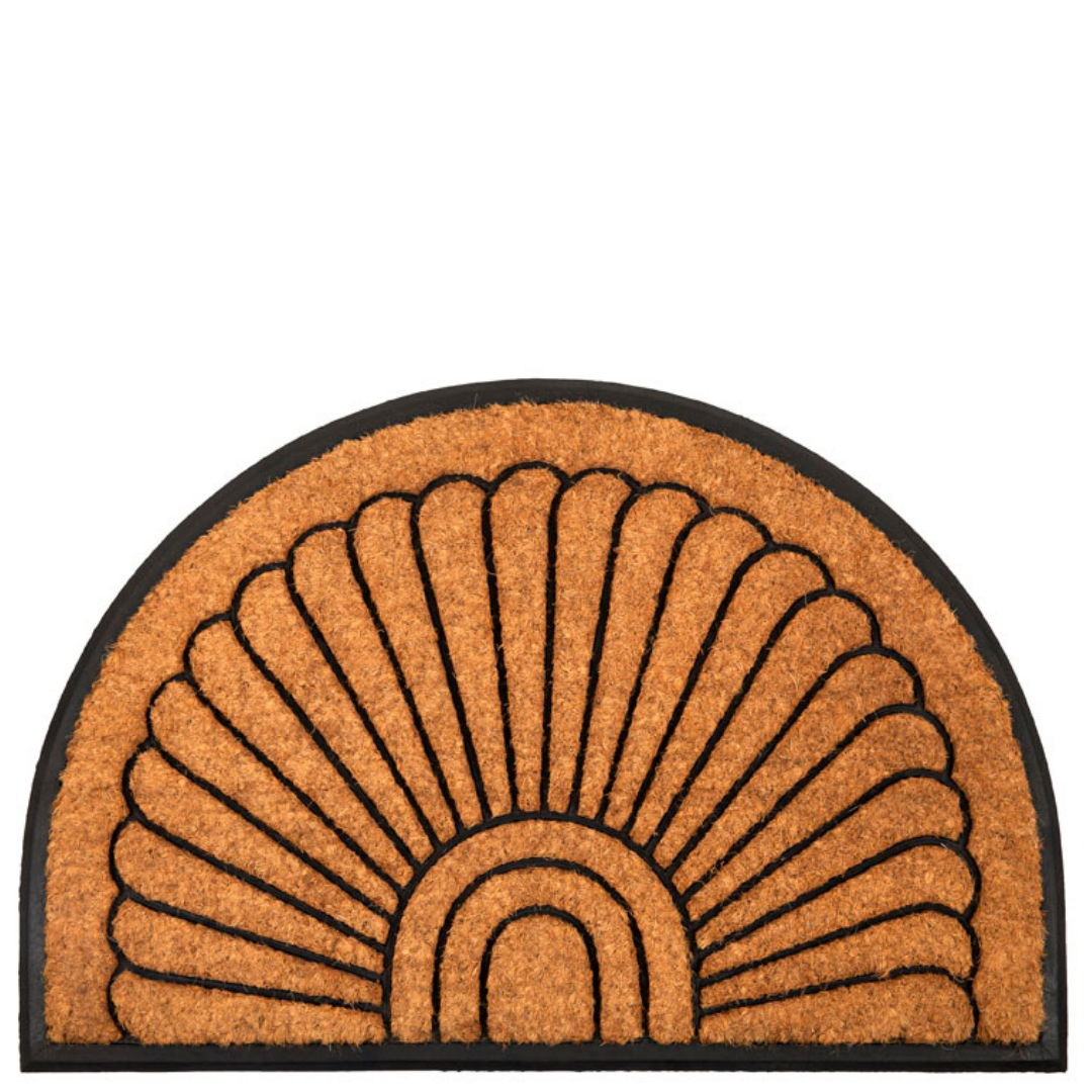 60x90 cm Kochi Decorative Half Round Rubber Bordered Coir Doormat