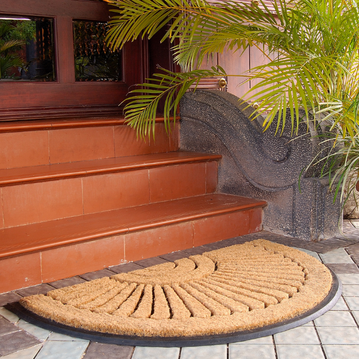 60x90 cm Kochi Decorative Half Round Rubber Bordered Coir Doormat