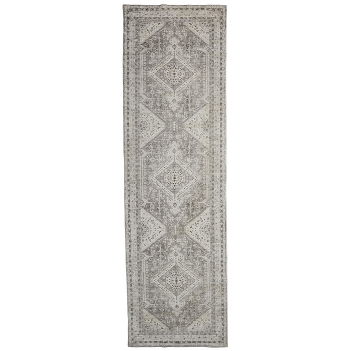 Lagos Machine Washable Grey Hall Runner Rug