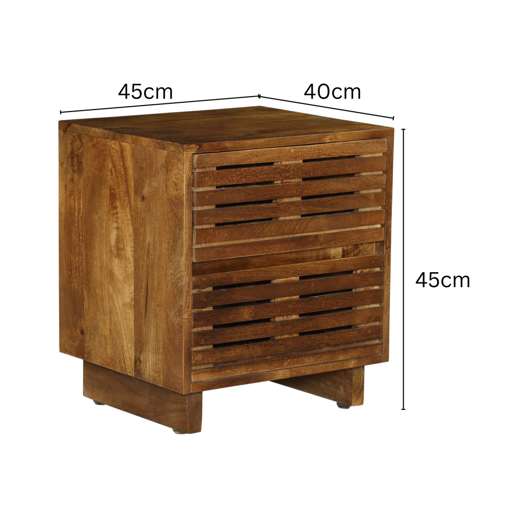 Leo Solid Wood Modern 2 Drawer Bedside Table